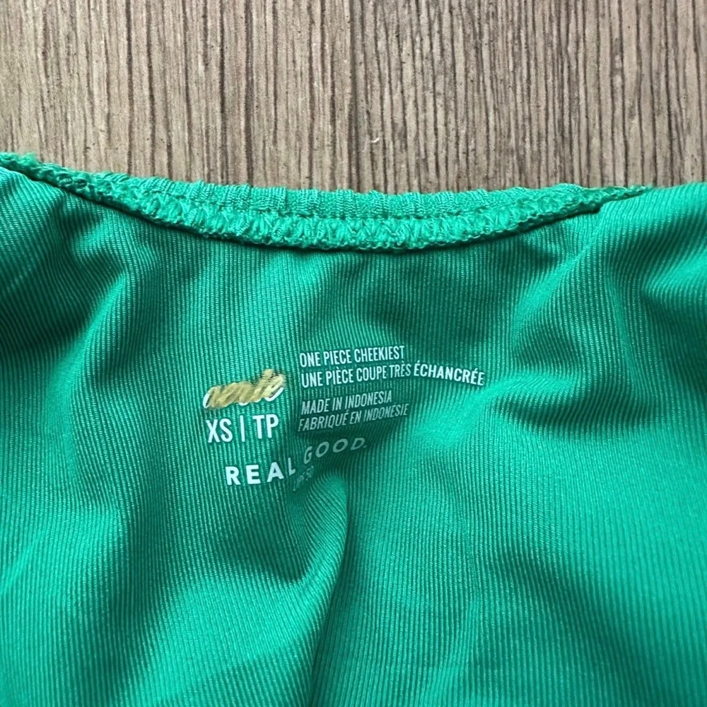 NWT Aerie Birthday Scoop Cheekiest One Piece‎ Swimsuit Jelly Bean Green Blue